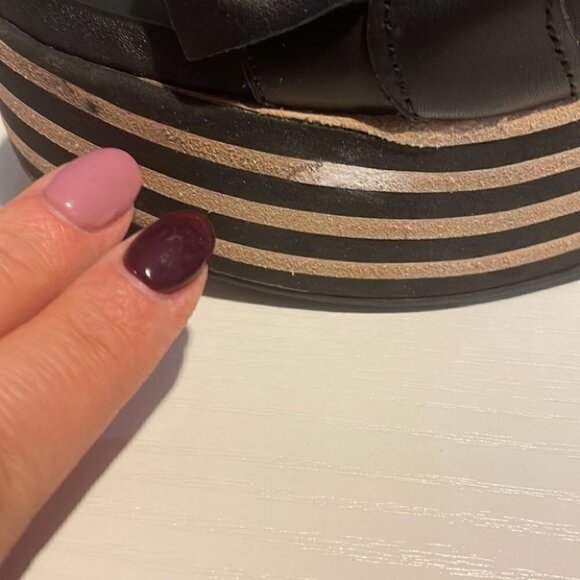 ateliers platform striped ruffle studded leather sandal made in Italy sz 39 - Picture 7 of 14